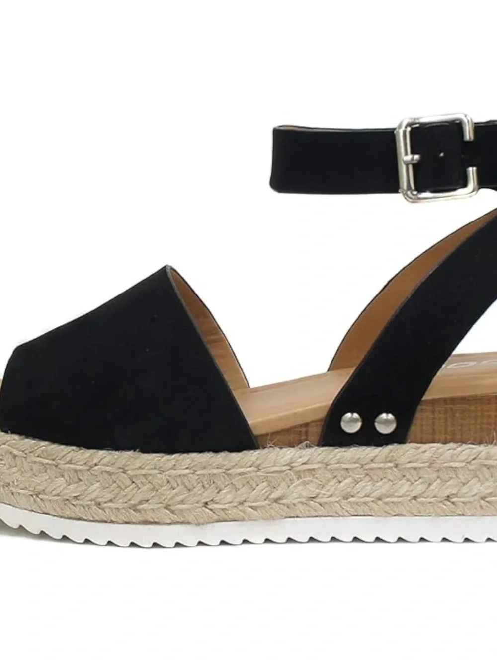 Soda Black Espadrille Platform Sandal with Ankle Strap